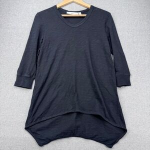 Wilt Tunic Top Sz XS Black Slub Knit High Low 3/4 Sleeve Round Neck Casual Boho